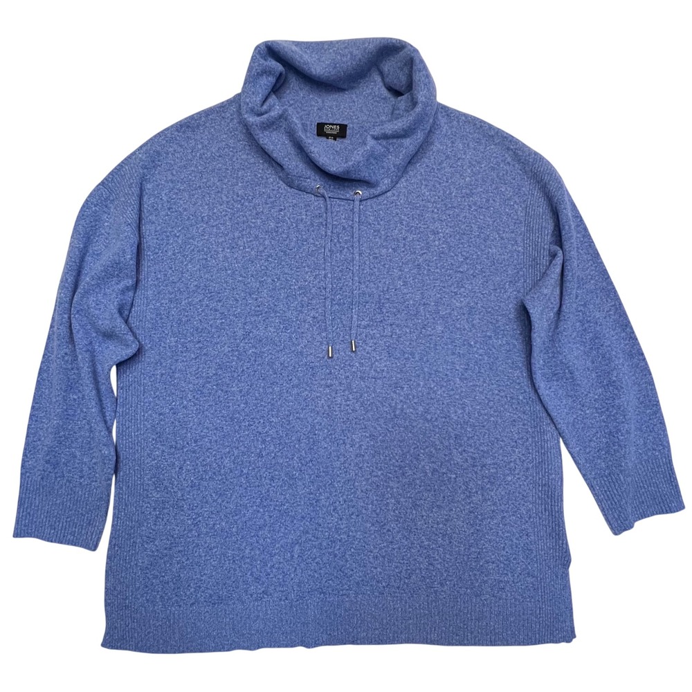 Jones New York Periwinkle Blue Coastal Cozy Soft Girl Cowl Neck Sweater Size XL